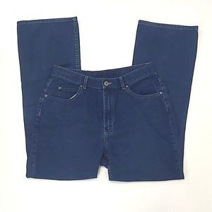 Liz Claiborne Lizwear Ankle Jeans High Waist Rise Wide Leg Distressed Dark Wash